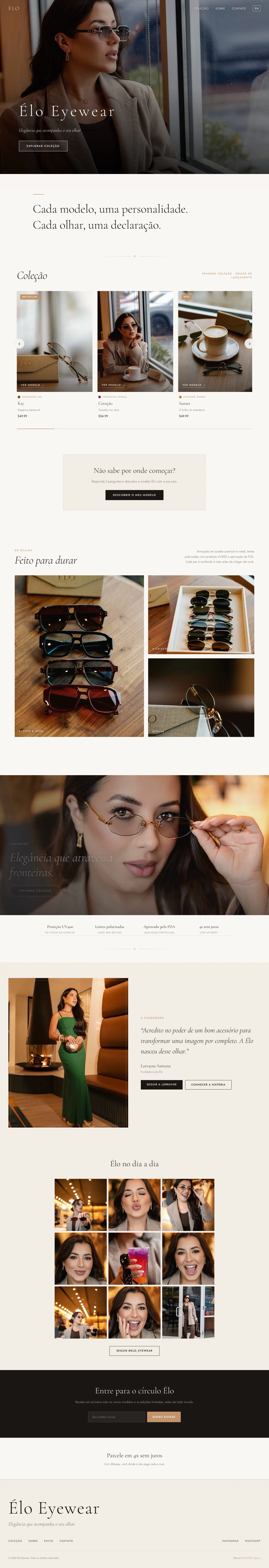 Site Élo Eyewear no ar